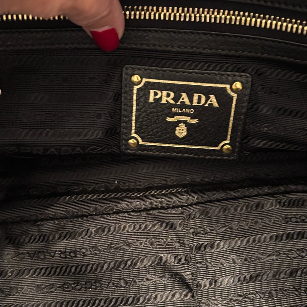 Prada Black Leather Satchel with Gold Accents - Picture 9 of 10